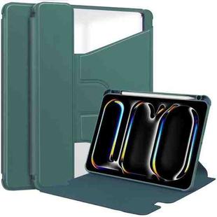 For iPad Pro 11 2024 Transparent Rotation Smart Leather Tablet Case(Dark Green)