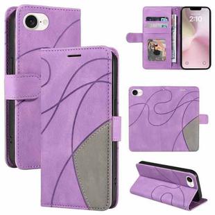 For iPhone SE 2024 Dual-color Splicing Flip Leather Phone Case(Purple)