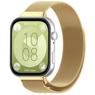 For Huawei Watch Fit3 Milanese Metal Watch Band(Gold)