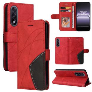 For OnePlus Ace 5 Ultra Dual-color Splicing Flip Leather Phone Case(Red)