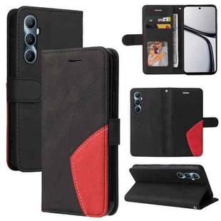 For Realme C65 4G Dual-color Splicing Flip Leather Phone Case(Black)