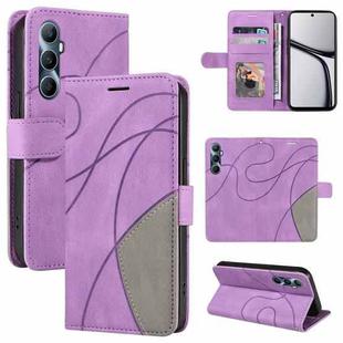 For Realme C65 4G Dual-color Splicing Flip Leather Phone Case(Purple)
