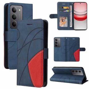 For Realme 14x 5G Dual-color Splicing Flip Leather Phone Case(Blue)