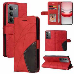 For Realme 14x 5G Dual-color Splicing Flip Leather Phone Case(Red)