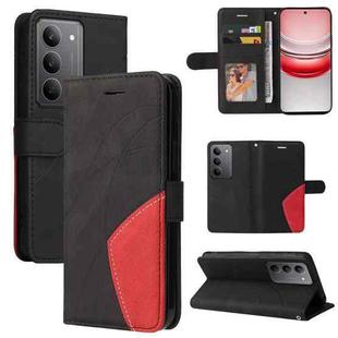 For Realme 14x 5G Dual-color Splicing Flip Leather Phone Case(Black)