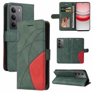 For Realme 14x 5G Dual-color Splicing Flip Leather Phone Case(Green)