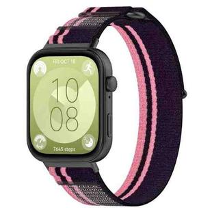 For Huawei Watch Fit3 Loop Nylon Watch Band(Pink Purple)