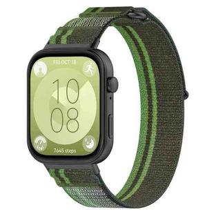 For Huawei Watch Fit3 Loop Nylon Watch Band(Dark Green)