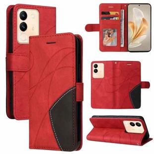 For vivo V29e Global / Y200 5G Global Dual-color Splicing Flip Leather Phone Case(Red)