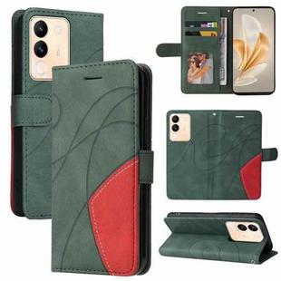 For vivo V29e Global / Y200 5G Global Dual-color Splicing Flip Leather Phone Case(Green)