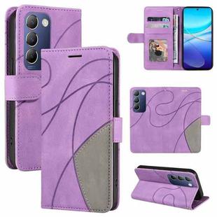 For vivo V40 SE 5G / Y100 IDN Dual-color Splicing Flip Leather Phone Case(Purple)