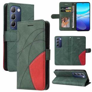 For vivo Y200e 5G Global / V30 Lite India Dual-color Splicing Flip Leather Phone Case(Green)