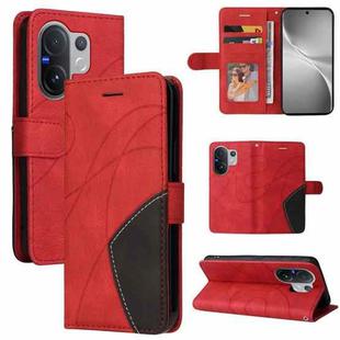 For vivo V60 5G Dual-color Splicing Flip Leather Phone Case(Red)