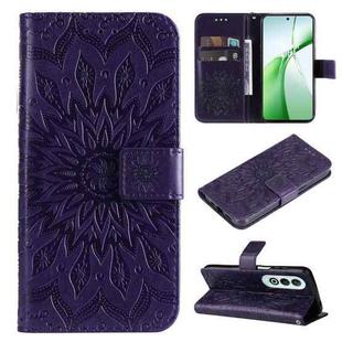 For OnePlus Nord CE4 Embossed Sunflower Pattern Flip Leather Phone Case(Purple)