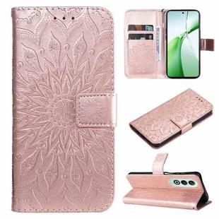 For OnePlus Nord CE4 Embossed Sunflower Pattern Flip Leather Phone Case(Rose Gold)