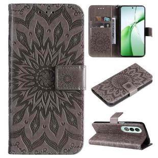 For OnePlus Nord CE4 Embossed Sunflower Pattern Flip Leather Phone Case(Grey)