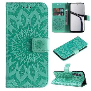 For Realme C65 4G Embossed Sunflower Pattern Flip Leather Phone Case(Green)