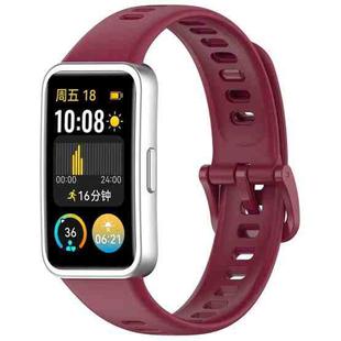 For Huawei Band 9 / 9 NFC / 8 / 8 NFC Nail Button Glossy Silicone Watch Band(Wine Red)