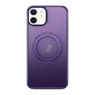 For iPhone 12 MagSafe Holder PC Hybrid TPU Phone Case(Matte Purple)