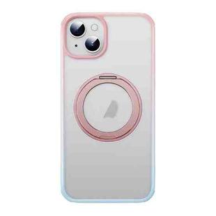 For iPhone 13 MagSafe Holder PC Hybrid TPU Phone Case(Pink Blue)