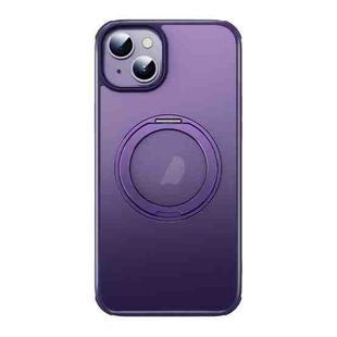 For iPhone 15 MagSafe Holder PC Hybrid TPU Phone Case(Matte Purple)