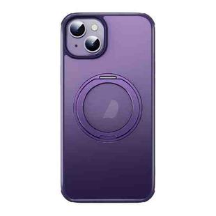 For iPhone 15 Plus MagSafe Holder PC Hybrid TPU Phone Case(Matte Purple)
