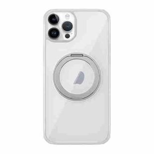 For iPhone 15 Pro MagSafe Holder PC Hybrid TPU Phone Case(Transparent White)