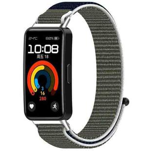 For Huawei Band 9 / 9 NFC / 8 / 8 NFC Nylon Loop Hook and Loop Fastener Watch Band(Grey Blue)