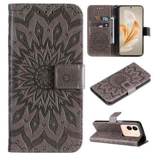 For vivo V29e Global / Y200 5G Global Embossed Sunflower Pattern Flip Leather Phone Case(Grey)