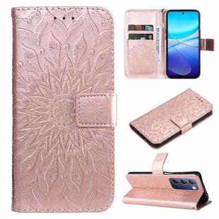 For vivo V40 SE 5G / Y100 IDN Embossed Sunflower Pattern Flip Leather Phone Case(Rose Gold)