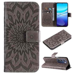 For vivo V40 SE 5G / Y100 IDN Embossed Sunflower Pattern Flip Leather Phone Case(Grey)