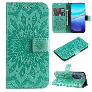 For vivo V40 SE 5G / Y100 IDN Embossed Sunflower Pattern Flip Leather Phone Case(Green)