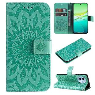 For vivo Y38 / Y200i / T3x Global Embossed Sunflower Pattern Flip Leather Phone Case(Green)