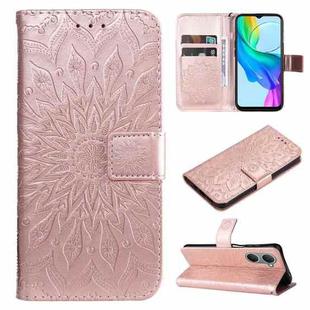 For vivo Y03 4G Embossed Sunflower Pattern Flip Leather Phone Case(Pink)