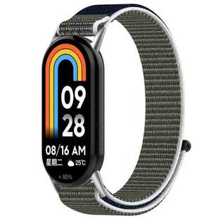 For Xiaomi Mi Band 8 / 8 NFC Nylon Loop Hook and Loop Fastener Watch Band(Grey Blue)