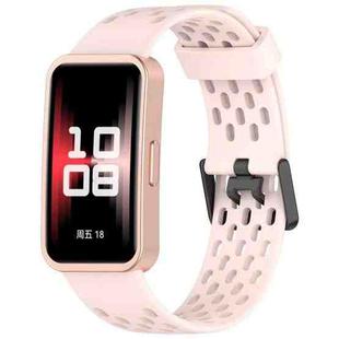 For Huawei Band 9 / 9 NFC / 8 / 8 NFC Hole Style Dual Black Buckle Silicone Watch Band(Pink)