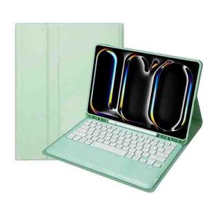 For iPad Pro 13 2024 A13B Detachable Ultra-Thin Bluetooth Keyboard Leather Tablet Case with Pen Slot(Light Green)