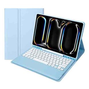 For iPad Pro 13 2024 A13B Detachable Ultra-Thin Bluetooth Keyboard Leather Tablet Case with Pen Slot(Light Blue)