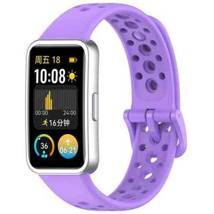For Huawei Band 9 / 9 NFC / 8 / 8 NFC Round Hole Nail Button Silicone Watch Band(Purple)