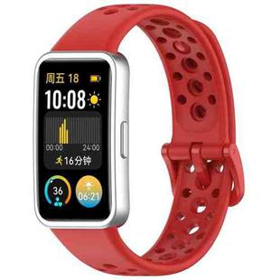 For Huawei Band 9 / 9 NFC / 8 / 8 NFC Round Hole Nail Button Silicone Watch Band(Red)