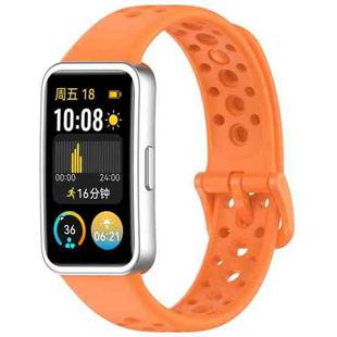 For Huawei Band 9 / 9 NFC / 8 / 8 NFC Round Hole Nail Button Silicone Watch Band(Orange)