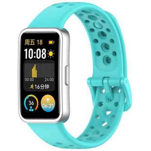 For Huawei Band 9 / 9 NFC / 8 / 8 NFC Round Hole Nail Button Silicone Watch Band(Teal)