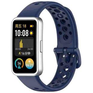 For Huawei Band 9 / 9 NFC / 8 / 8 NFC Round Hole Nail Button Silicone Watch Band(Dark Blue)