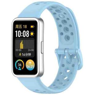 For Huawei Band 9 / 9 NFC / 8 / 8 NFC Round Hole Nail Button Silicone Watch Band(Light Blue)