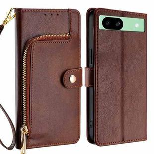 For Google Pixel 8a Zipper Bag Leather Phone Case(Brown)