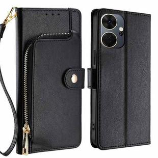 For Itel P55+ 4G Zipper Bag Leather Phone Case(Black)