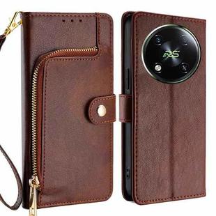 For Itel RS4 4G Zipper Bag Leather Phone Case(Brown)