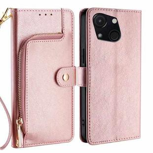 For Itel A50C 4G Zipper Bag Leather Phone Case(Rose Gold)