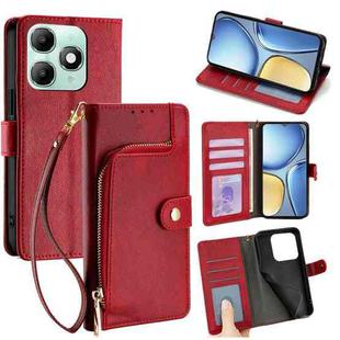 For itel A90 4G Zipper Bag Leather Phone Case(Red)