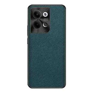 For OPPO Reno9 Cross Texture PU Leather Phone Case(Dark Green)